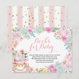 Tee-Party Pastel Blume Bücher für Kinder Einladungspostkarte