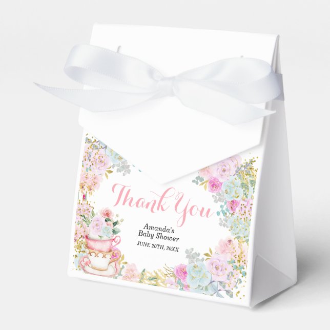 Tee Party Pastel Floral Baby Dusche Geschenkschachtel (Vorderseite)