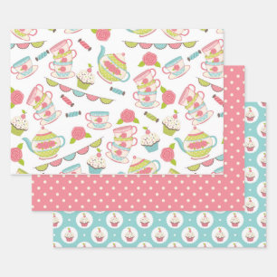 Tee Party Pastel Geschenkpapier Set