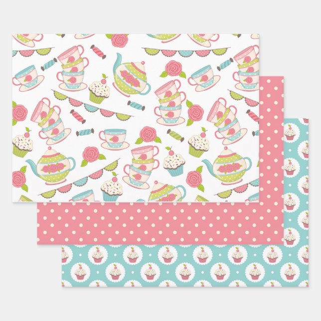 Tee Party Pastel Geschenkpapier Set (Set)