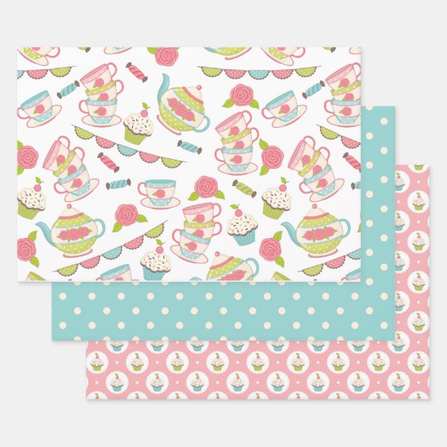 Tee Party Pastel Geschenkpapier Set (Set)