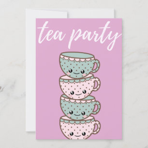 Tee Party Pink Teacups Einladung