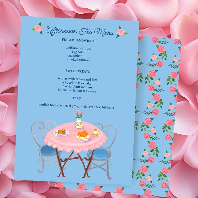 Tee-Party-Rose Niedlich CUSTOM Menükarte (Tea Party Roses Cute CUSTOM Bridal Shower Party Menu
)