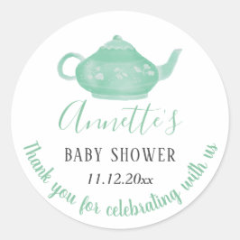 Tee-Party-Shabby Chic Kinderdusche | Vielen Dank Runder Aufkleber