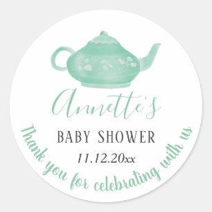 Tee-Party-Shabby Chic Kinderdusche   Vielen Dank Runder Aufkleber