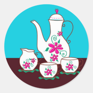 Tee-Party-Stickers Runder Aufkleber