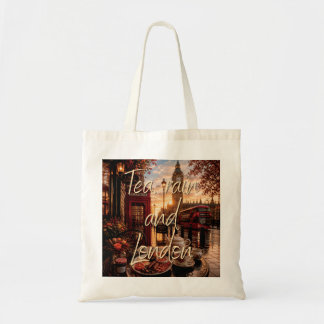 Tee Regen Und London Big Ben Cafe Illustration Tragetasche