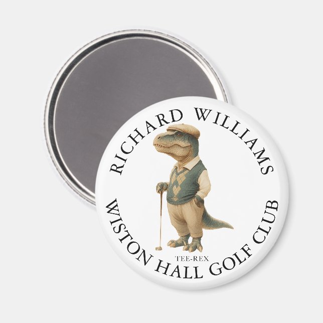 Tee-Rex Dinosaur Benutzerdefinierter Golfer Name u Magnet (Vorderseite/Rückseite)
