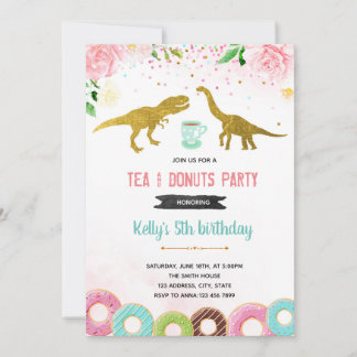 Tee rex donut Girl Party Einladung