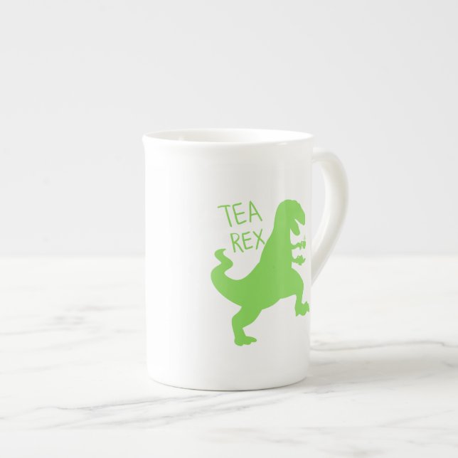 Tee-Rex - Hintergrundfarbe auswählen Prozellantasse (Vorderseite Rechts)