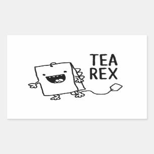 Tee Rex Tea Bag Funny Pun Cartoon Rechteckiger Aufkleber