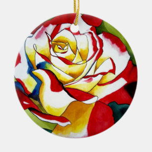 Tee Rose Aquarell Originale Kunst Blume Keramik Ornament