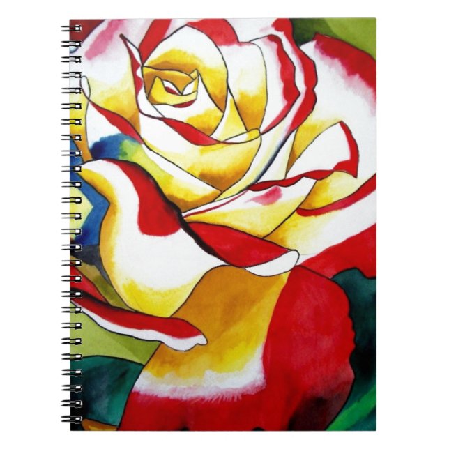 Tee Rose Aquarell Originale Kunst Blume Notizblock (Vorderseite)