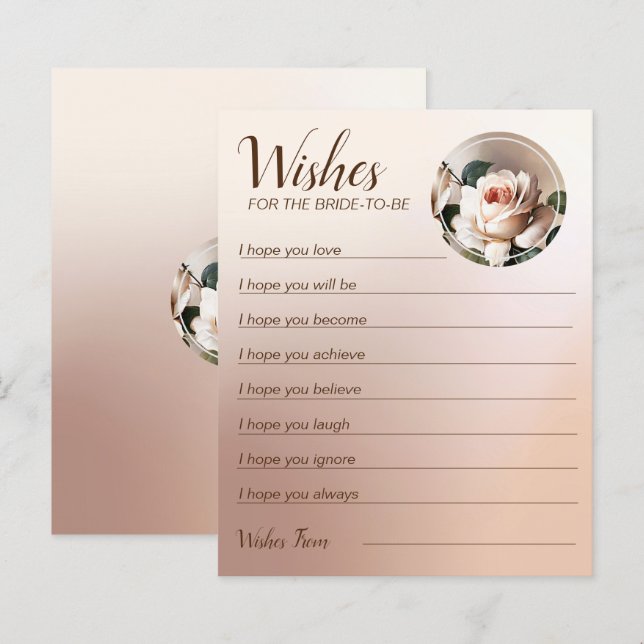 Tee Rose Brautparty wünscht Spiel (Vorne/Hinten)