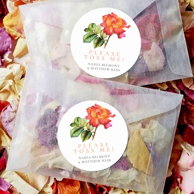 Tee Rose Rosa orange Blütenhochzeit Konfetti Toss Runder Aufkleber (Von Creator hochgeladen)