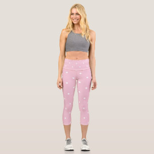 Tee-Rose Rosa und weiße Punkte Capri Leggings