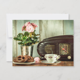Tee-Rose-Uhr Postüberquerung Postkarte