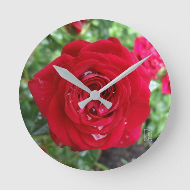 Tee-Rose-Uhr Runde Wanduhr (Vorderseite)