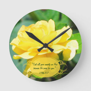 Tee-Rosen-u. Bibel-Vers-Gewohnheits-Uhr Runde Wanduhr