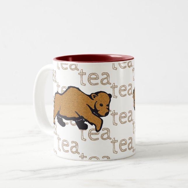 Tee Rustic Wildlife Grizzly Brown Bear Zweifarbige Tasse (Vorderseite Links)