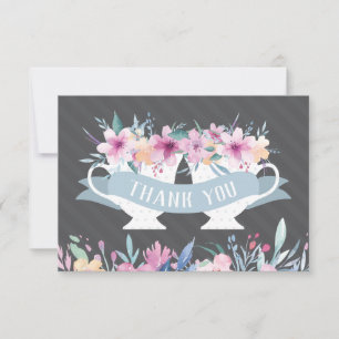 Tee-Schale danken Ihnen, mit Blumen zu kardieren Dankeskarte