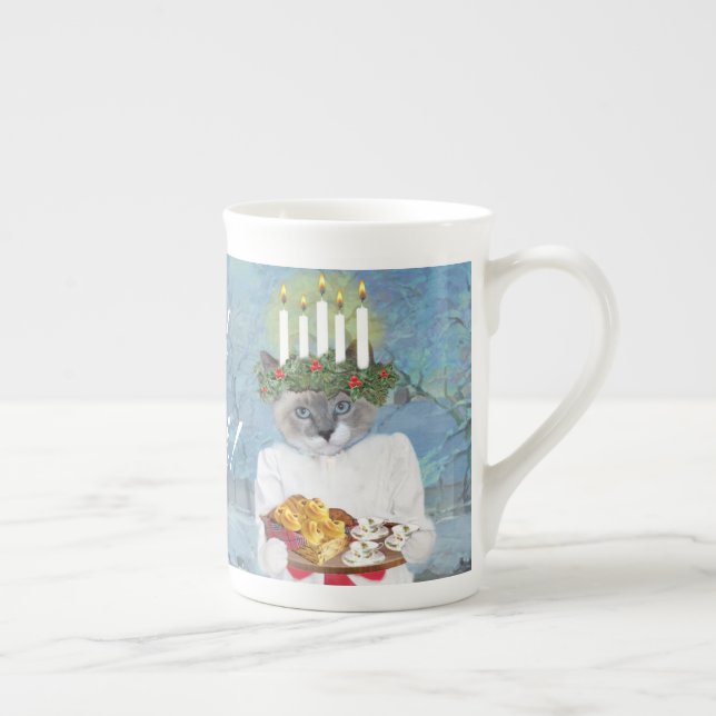 Tee-Schale der Sankt Lucia der Kätzchen Prozellantasse (Rechts)