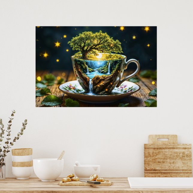 Tee-Set surreal Wasserfall Küche Dekoration Kunst (Küche)