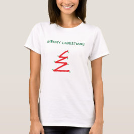TEE SHIRT CHRISTMAS TREE FRAUEN ROTEN WEISS UND GR