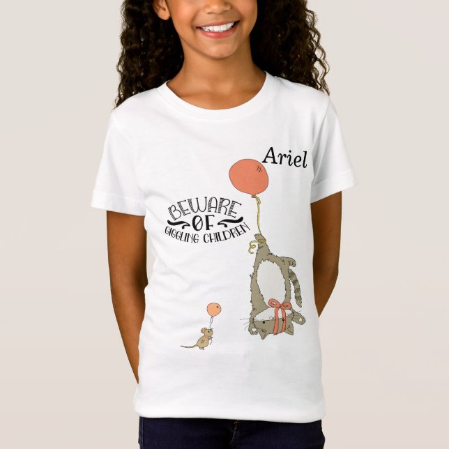 Tee-Shirt für Jungmädchen mit Maus & Katze T-Shirt (Vorderseite)