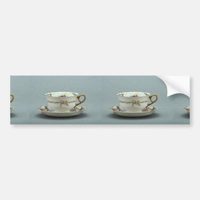 Tee-Tasse und Untertasse des 20. Jahrhunderts, Autoaufkleber (Vorne)