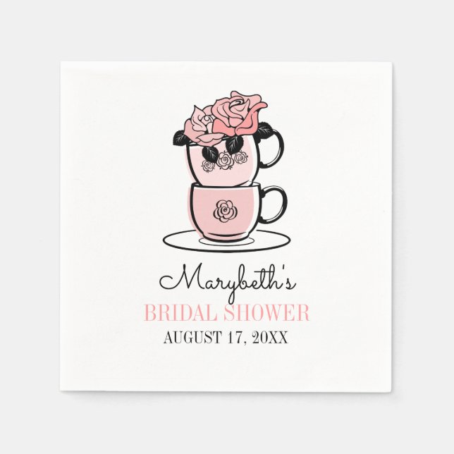 Tee Teacup Blume Brautparty Paper Napkin Serviette (Vorderseite)