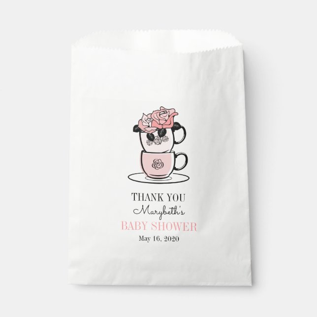 Tee Teacup & Blume Kinderdusche Gesichtsbeutel Geschenktütchen (Vorderseite)