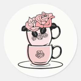 Tee Teacup Brautparty Gefälligkeitsaufkleber Runder Aufkleber