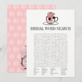 Tee Teacup Brautparty Word Search Game Card Einladung