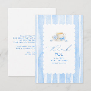 Tee-Themen- Blaue Süße Baby-Shower-Dankeschön-Kart Dankeskarte