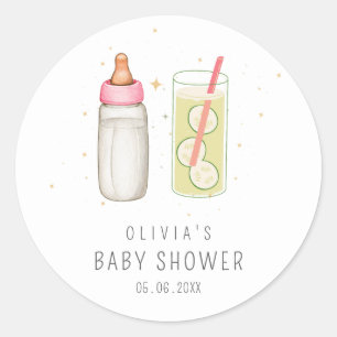 Tee trinken und gucken, Willkommen Baby Mädchen, N Runder Aufkleber
