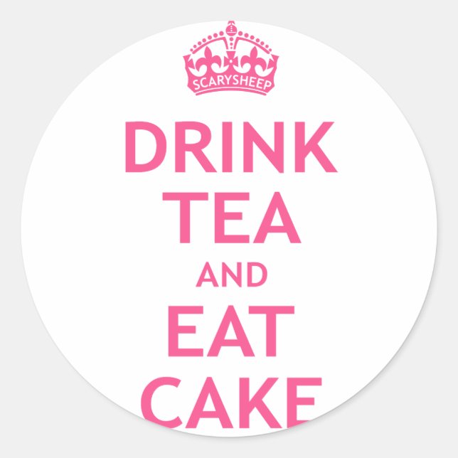 Tee trinken und Kuchen essen Runder Aufkleber (Vorderseite)