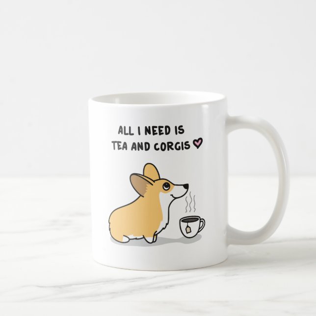 Tee u. Corgis [rotes Weiß] Kaffeetasse (Rechts)