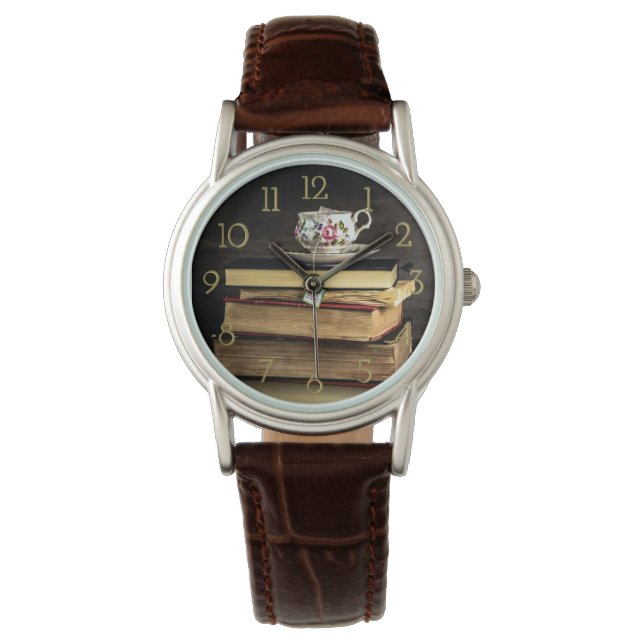 Tee und Bücher Armbanduhr (Vorderseite)