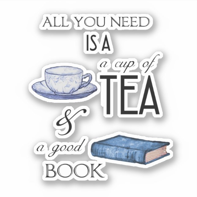 Tee und Bücher Cosy Reading Vinyl Sticker (Vorderseite)