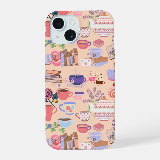 Tee und Bücher iPhone 15 Hülle (Rückseite)