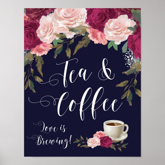 Tee- und Kaffeesignatur Hochzeitsposter Poster (Vorne)