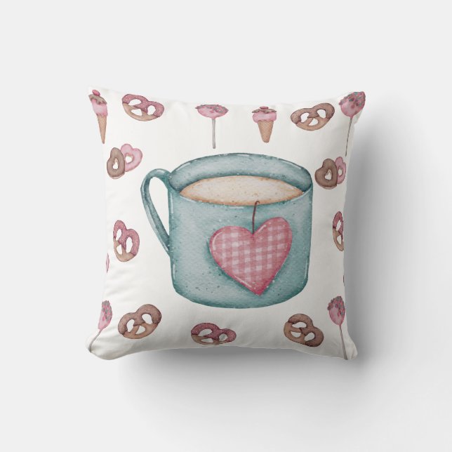 Tee und Snack Time Throw Kissen (Vorderseite)