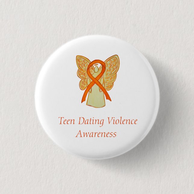 Tee Verabredet Gewalt Bewusstsein Angel Ribbon But Button (Vorderseite)
