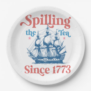Tee verschütten seit 1773, Patriotisch, 4. Juli Pappteller