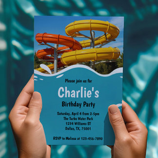 Tee Water Park Sommer Geburtstagsparty Einladung