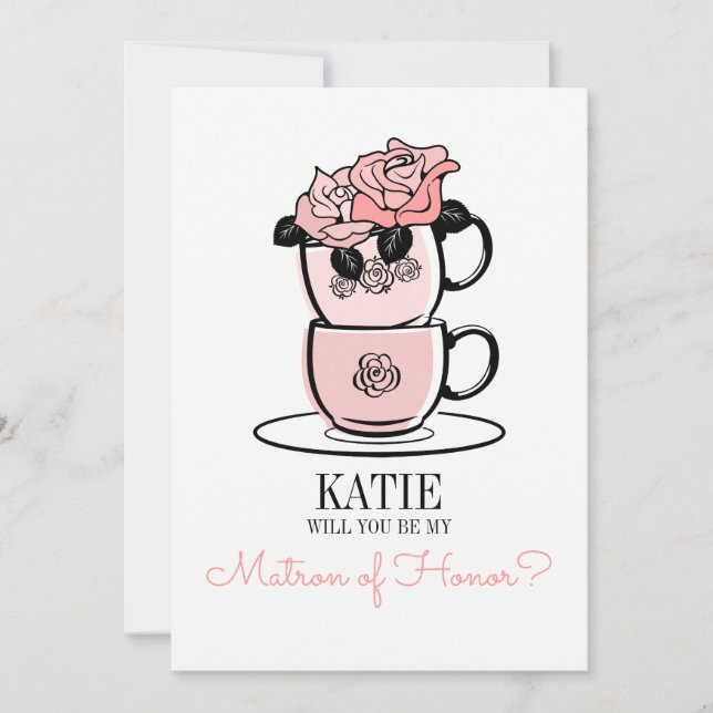 Tee wirst du meine Ehrenmatrone der Bridesmaid-Kar Einladung (Vorderseite)