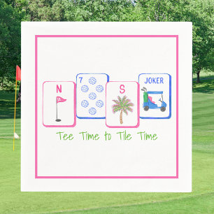 Tee-Zeit bis Mahjong-Zeit / Golf Mahjong Party Serviette