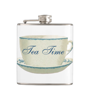 Tee-Zeit-blaue Tee-Schale Flachmann