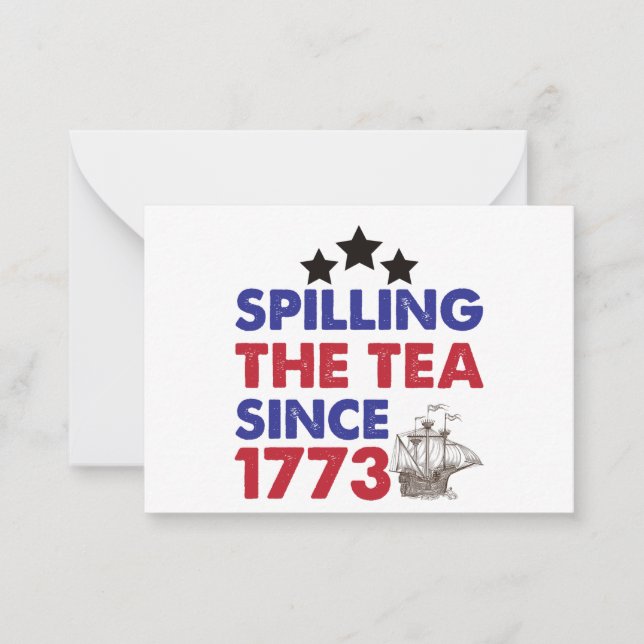 Teeausbreitung Seit 1773 Patriotischer 4. Juli Mitteilungskarte (Vorderseite)